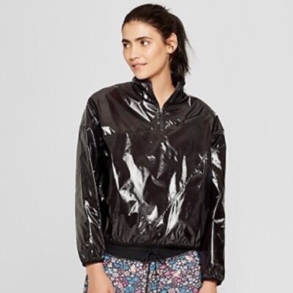 JoyLab Black Nylon 1/4 Zip Bomber Running Jacket Rain Jacket Women’s Size XL - Picture 1 of 7